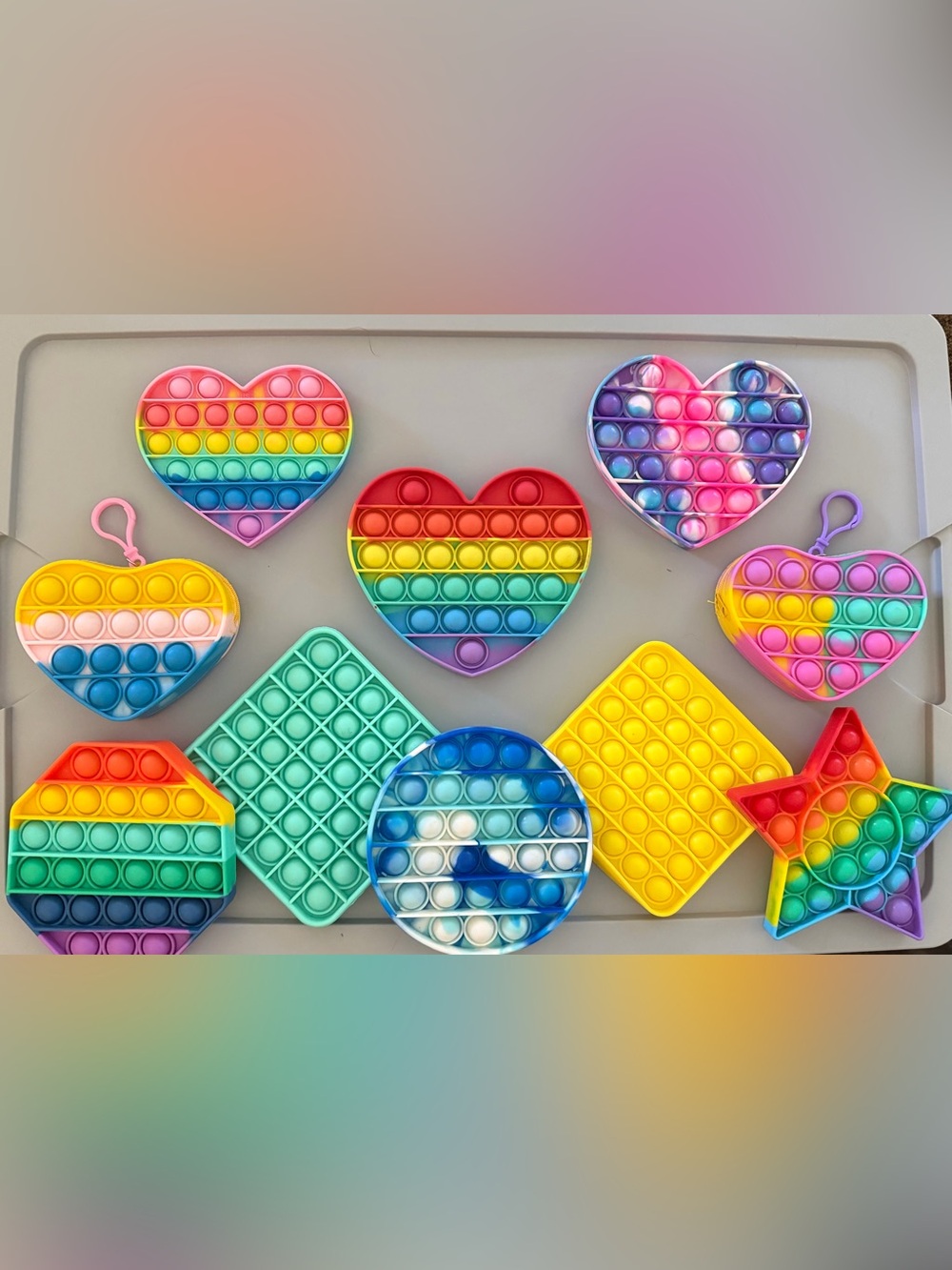 Rainbow Heart Pop-It Sensory Fidget Toy - Multicolor Silicone